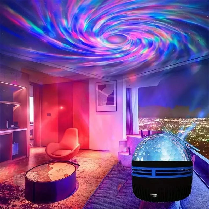 LED Starry Sky Light RGB Galaxy Projector Atmosphere Projection Lamp Christmas Halloween Remote Control 7 Color Home Auto Rotate