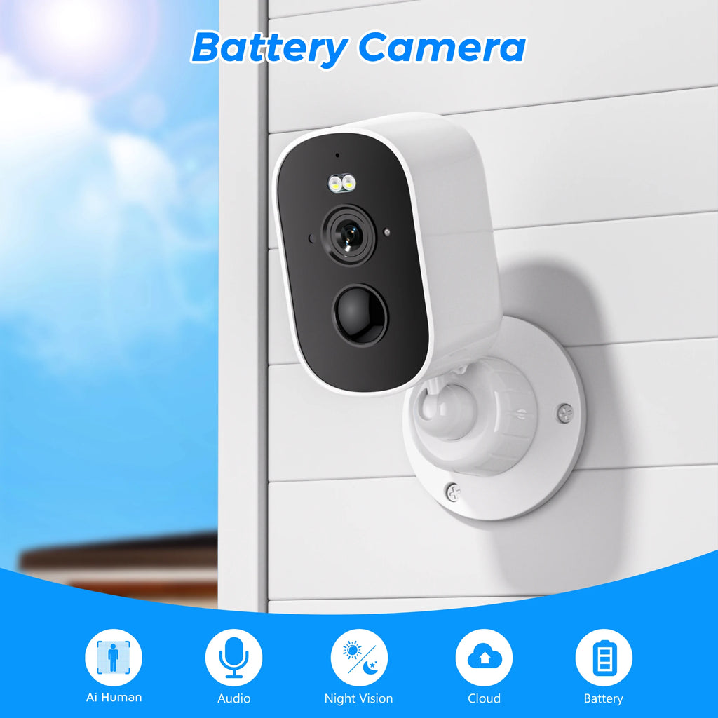 Security Cameras Wireless Outdoor, 8MP 4K Battery Powered WiFi Camera AI Motion Siren Spotlight, Color Night Vision, Waterproof