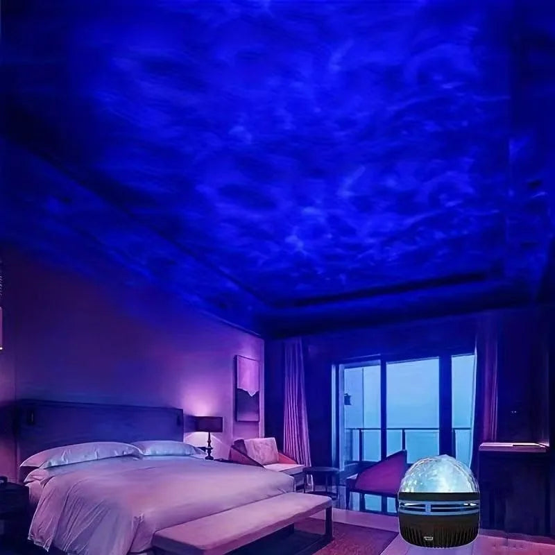 LED Starry Sky Light RGB Galaxy Projector Atmosphere Projection Lamp Christmas Halloween Remote Control 7 Color Home Auto Rotate