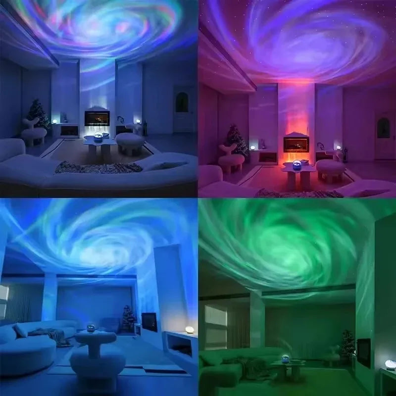 LED Starry Sky Light RGB Galaxy Projector Atmosphere Projection Lamp Christmas Halloween Remote Control 7 Color Home Auto Rotate