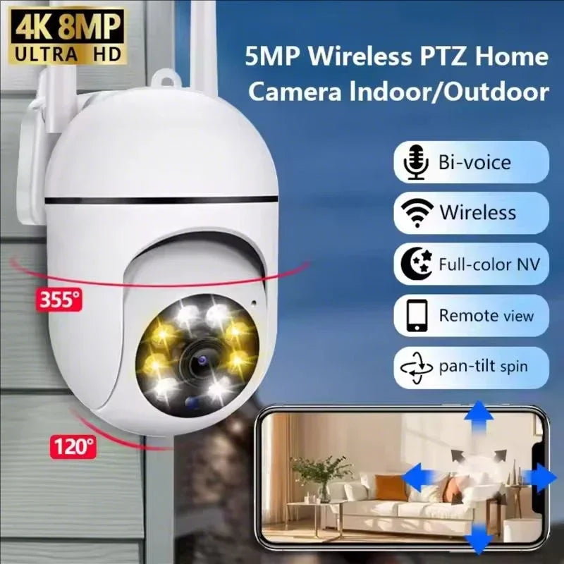 Smart Life 8MP WiFi Two Way Audio Security IP Camera HD Smart Home PTZ Outdoor Home Wireless Mini Surveillance CCTV Camera
