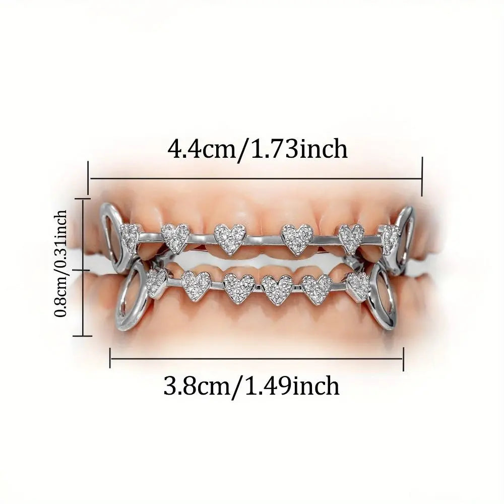 Trendy Hip Hop Dental Grills rhinestone Zircon Charm Teeth Grillz Vacuum plating Gold/Silver Men Women Jewelry Party Cosplay