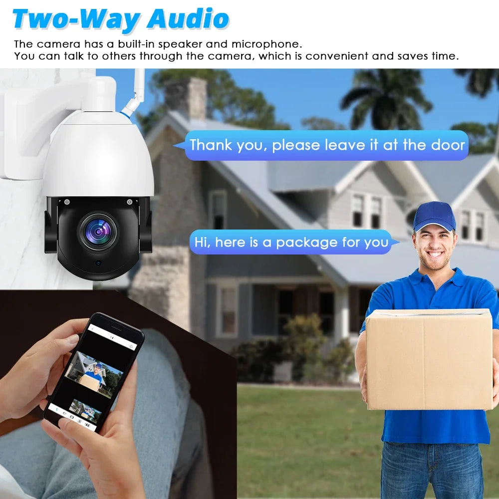 Smart 4K 8MP WiFi Security IP Camera Outdoor Wirelss Video Camera 50x Optical Zoom Surveillance Network Wireless CCTV PTZ iCSee