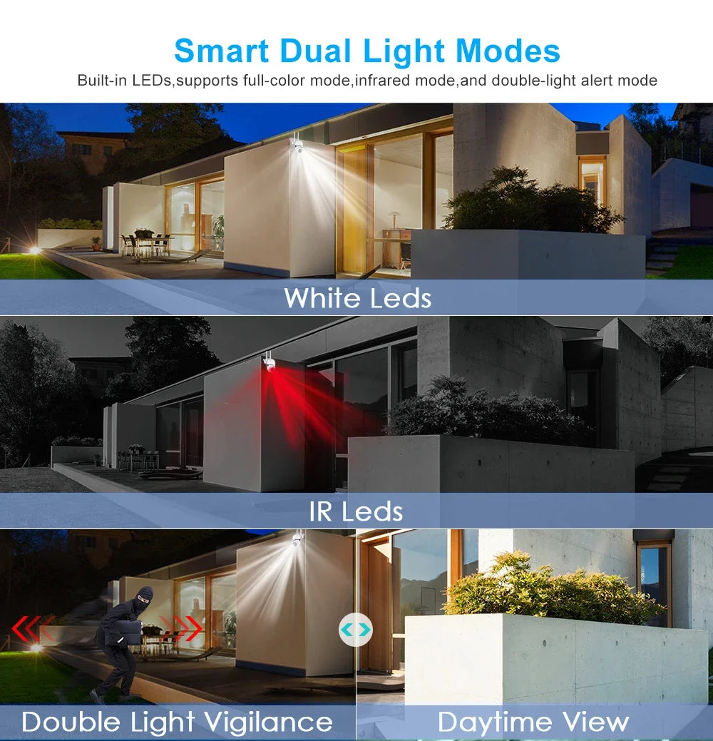 Smart Life 8MP WiFi Two Way Audio Security IP Camera HD Smart Home PTZ Outdoor Home Wireless Mini Surveillance CCTV Camera