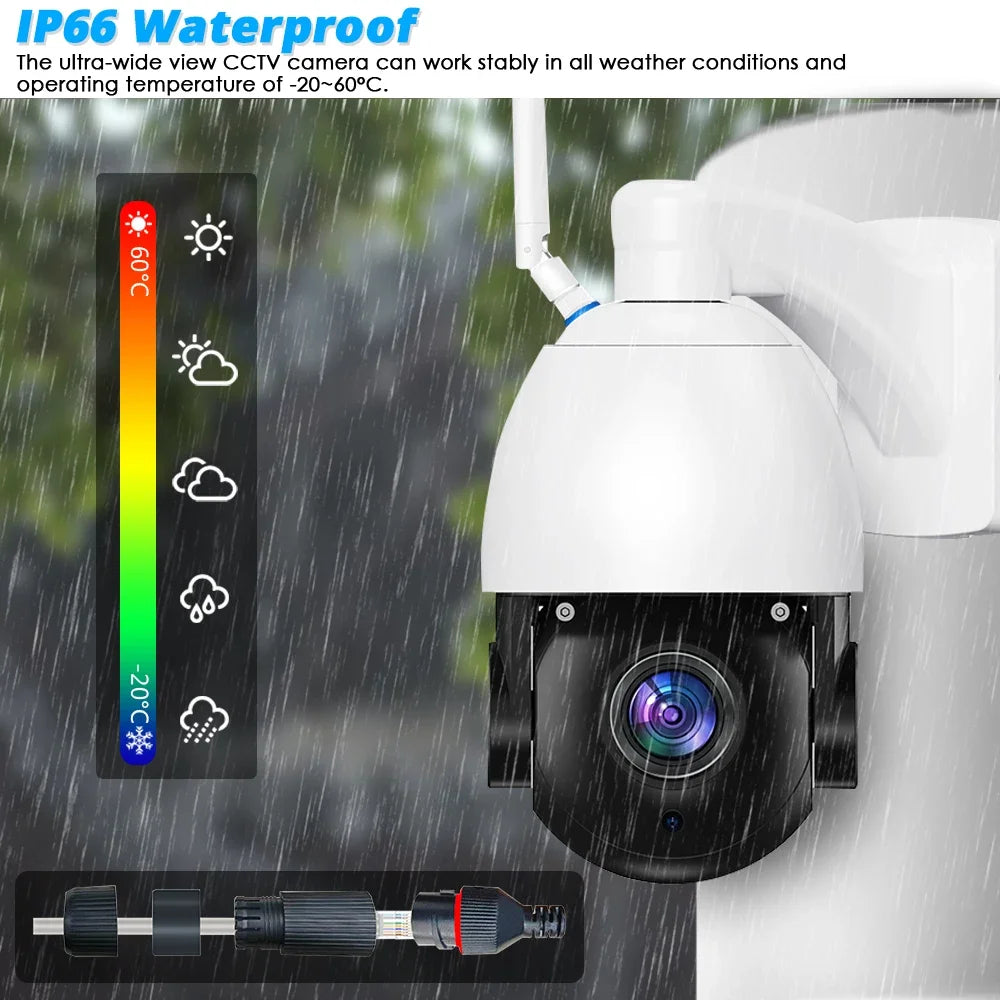 Smart 4K 8MP WiFi Security IP Camera Outdoor Wirelss Video Camera 50x Optical Zoom Surveillance Network Wireless CCTV PTZ iCSee