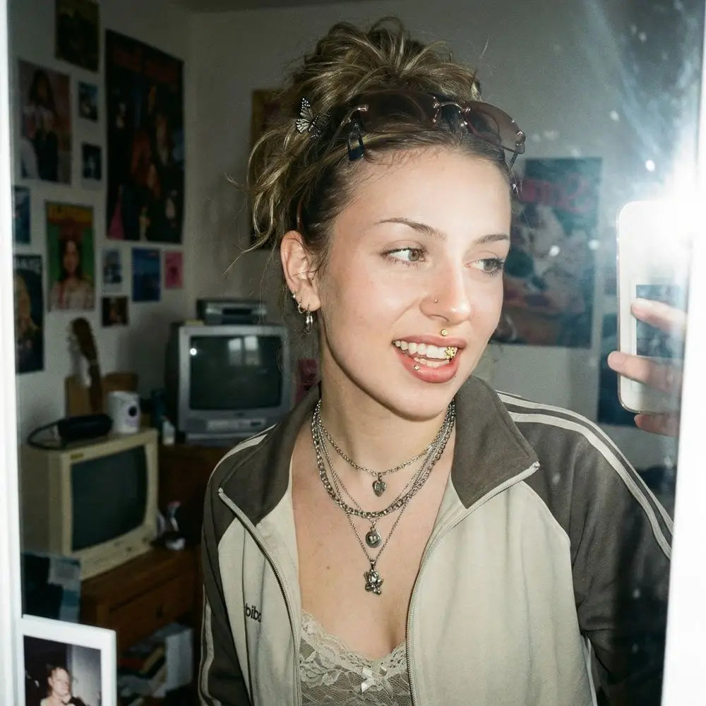 Glossy Finish Double Hollow Flower Grillz Silver Gold Teeth Grillz Vintage Copper Irregular Shape Tooth Grills Events