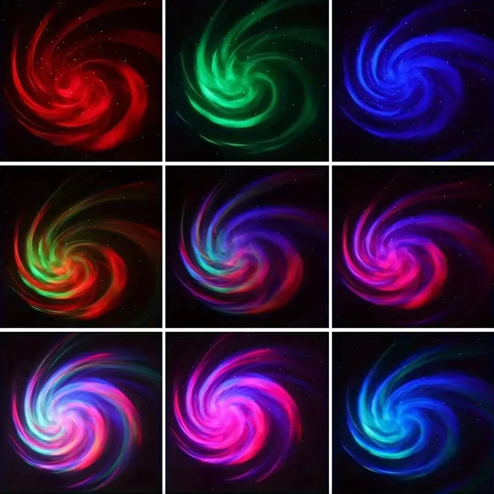 LED Starry Sky Light RGB Galaxy Projector Atmosphere Projection Lamp Christmas Halloween Remote Control 7 Color Home Auto Rotate
