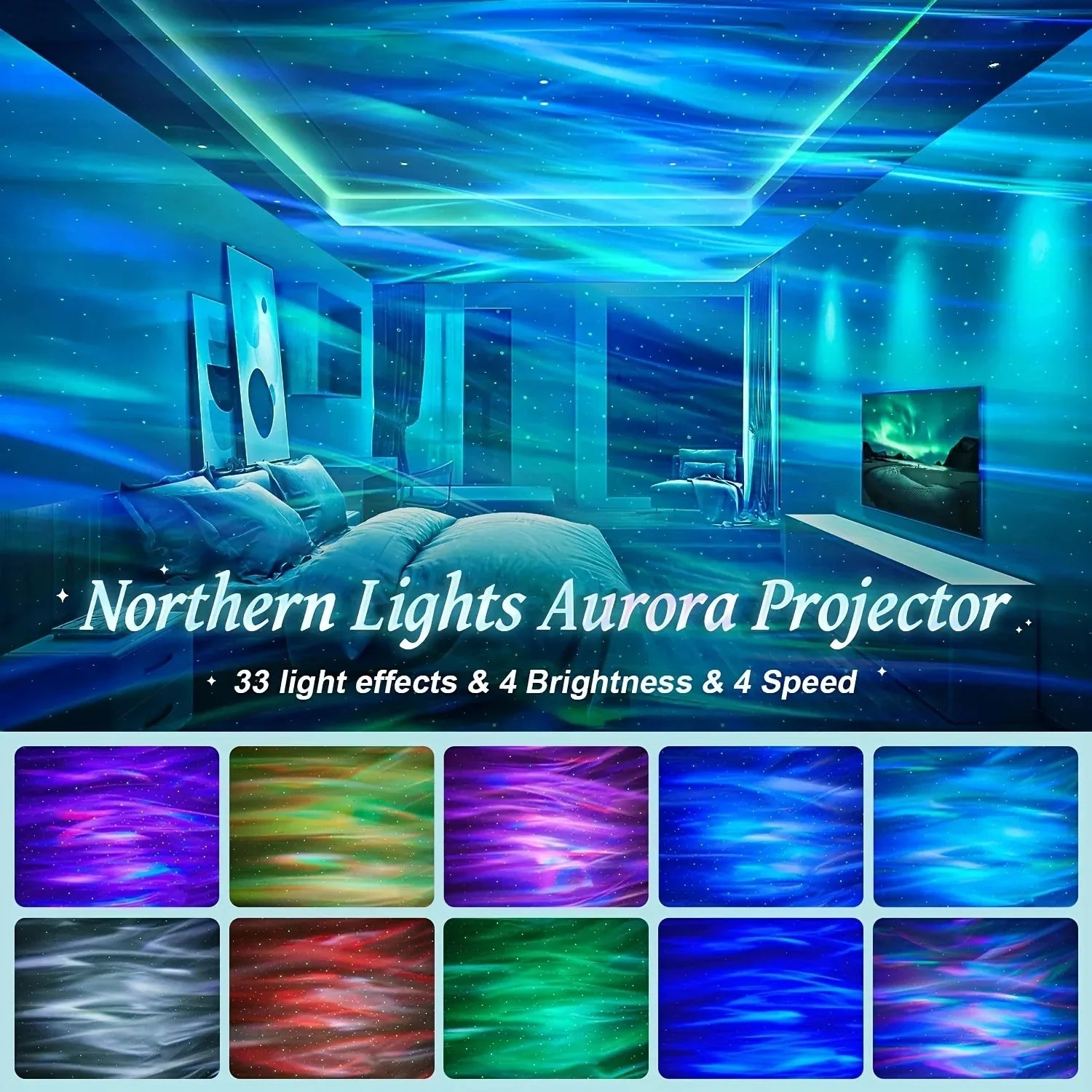 LED Starry Sky Light RGB Galaxy Projector Atmosphere Projection Lamp Christmas Halloween Remote Control 7 Color Home Auto Rotate
